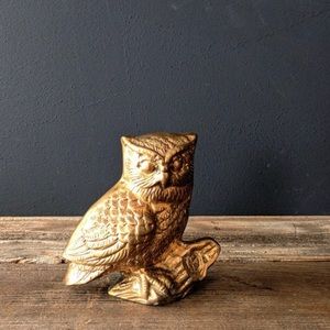 Vintage Petite Brass Owl Figure Boho Mid Century